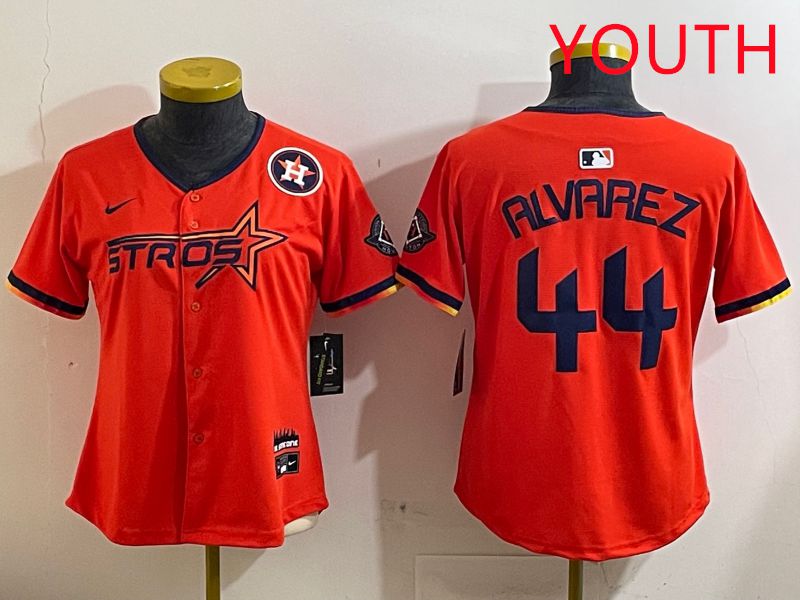Youth Houston Astros #44 Alvarez Orange Three generations Joint Name 2025 Nike MLB Jersey style 4126
